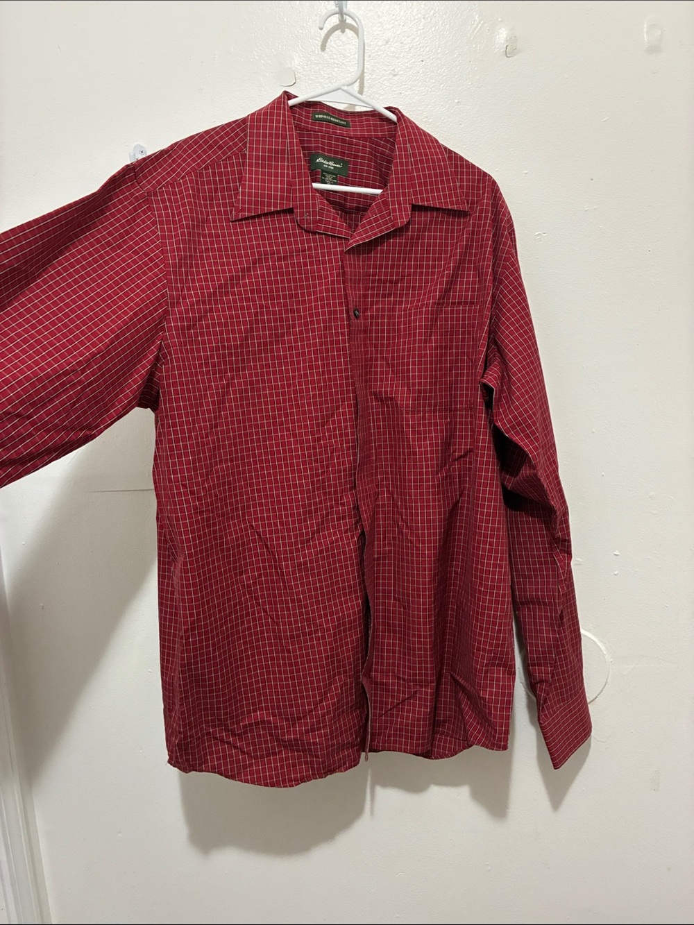 Eddie Bauer Red Plaid Button-Down Shirt